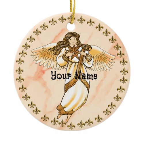 Gold Angel  Ceramic Ornament