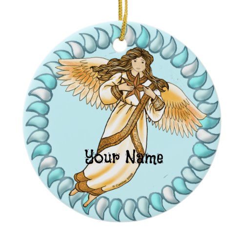 Gold Angel  Ceramic Ornament