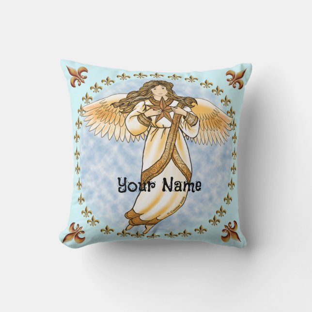 Gold Angel  Throw Pillow (Front)