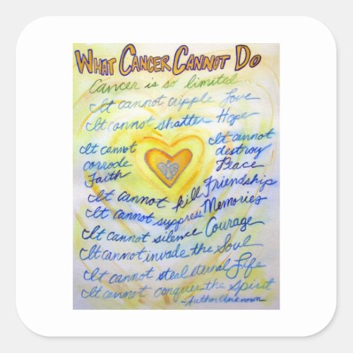 Gold Angel What Cancer Cannot Do Poem Stickers