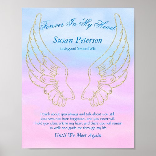 Gold Angel Wings Until We Meet Again Poem Pastel Poster