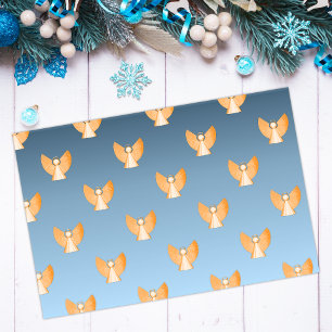 Gold Angels Modern Blue Christmas Tissue Paper