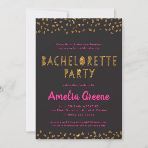 Gold Animal Print Bachelorette Party Invitation
