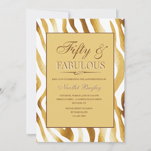Gold Animal Print Invitation (Front)