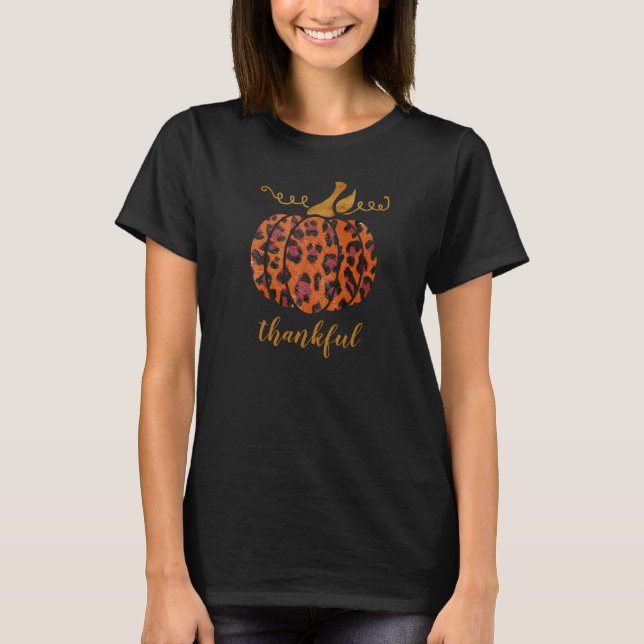 Gold & animal-print pumpkin personalized  T-Shirt (Front)