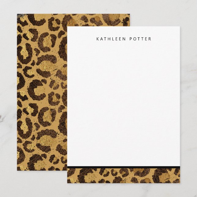 Gold Animal Print Stationery Note Cards (Front/Back)