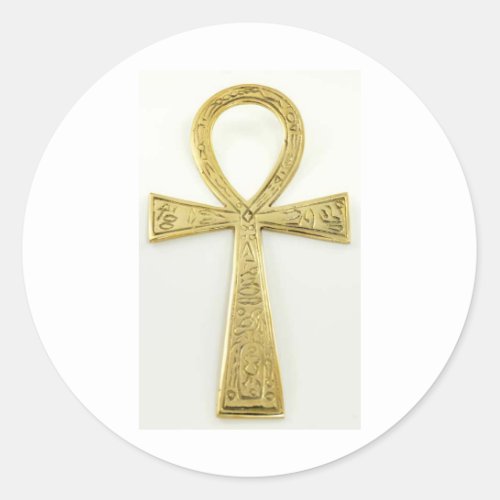 Gold Ankh Classic Round Sticker