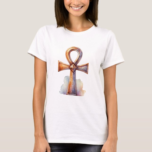 Gold Ankh Watercolor Graphic T-Shirt (Front)