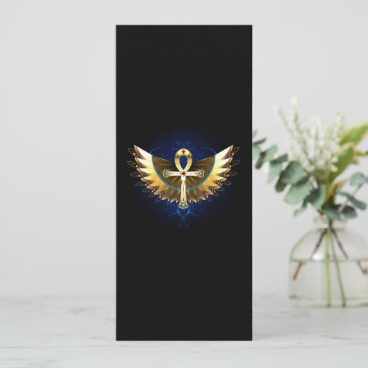Gold Ankh with Wings (Standing Front)