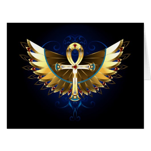 Gold Ankh with Wings (Front Horizontal)