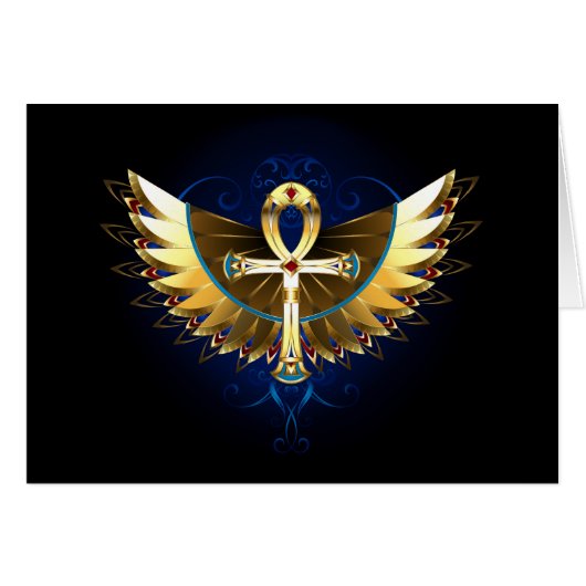 Gold Ankh with Wings (Front Horizontal)