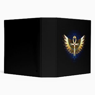 Gold Ankh with Wings 3 Ring Binder