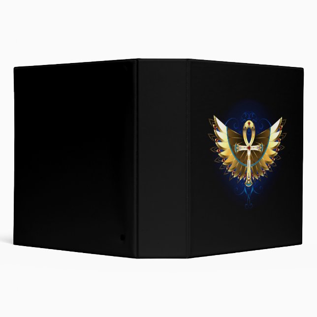Gold Ankh with Wings 3 Ring Binder (Background)