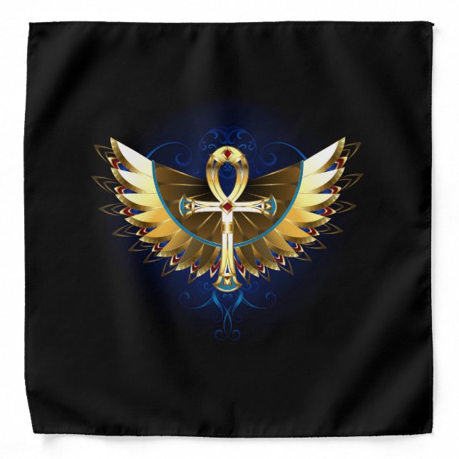 Gold Ankh with Wings Bandana (Front)