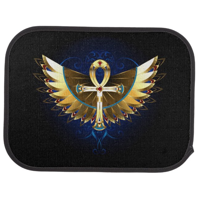 Gold Ankh with Wings Car Floor Mat (Rear)
