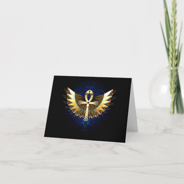 Gold Ankh with Wings Card (Front)