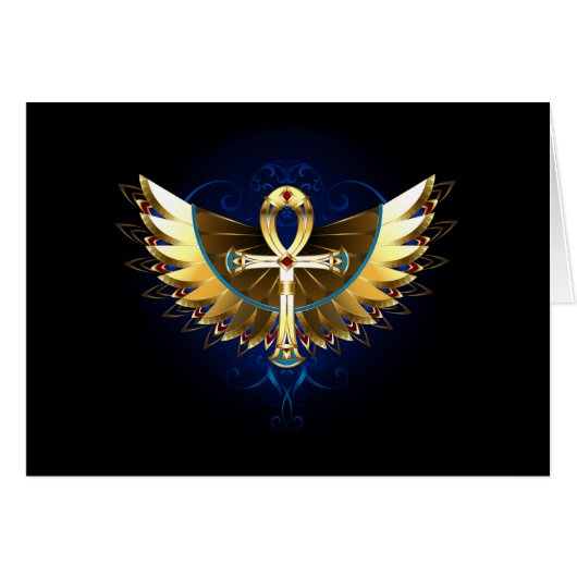 Gold Ankh with Wings Cards (Front Horizontal)