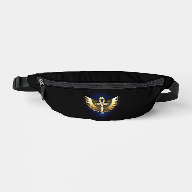 Gold Ankh with Wings Fanny Pack (Front)