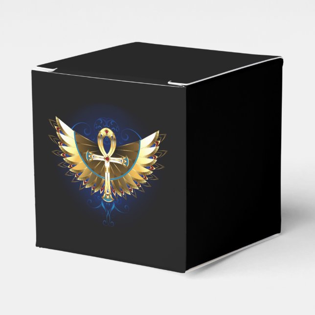 Gold Ankh with Wings Favor Boxes (Front Side)