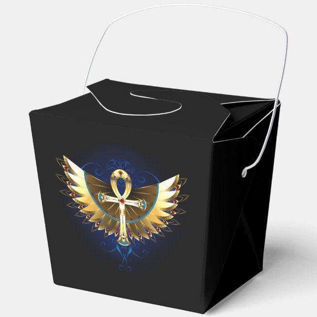 Gold Ankh with Wings Favor Boxes (Front)