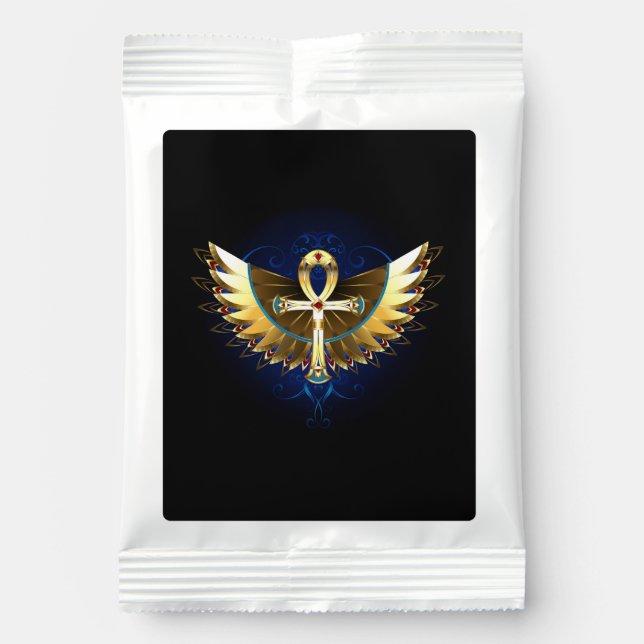 Gold Ankh with Wings Hot Chocolate Drink Mix (Front)