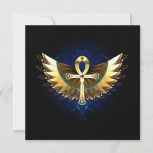 Gold Ankh with Wings Invitation