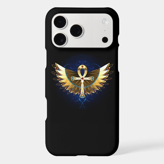 Gold Ankh with Wings Iphone Case (Back)