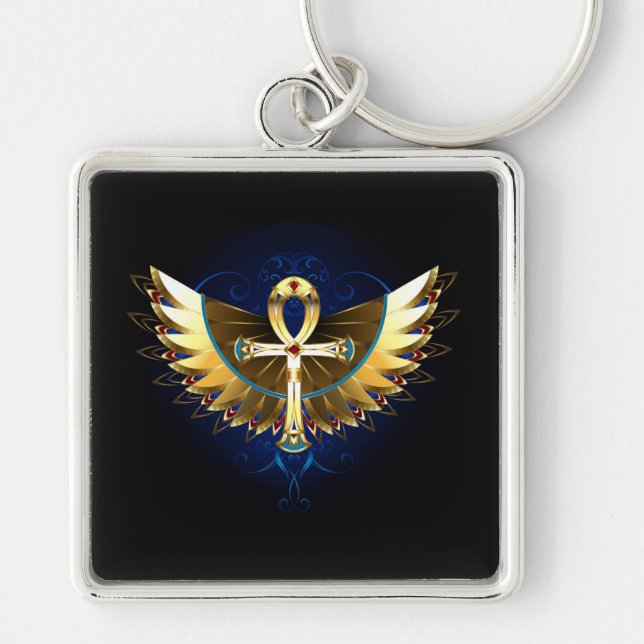 Gold Ankh with Wings Keychain (Front)