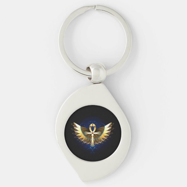 Gold Ankh with Wings Keychain (Front)