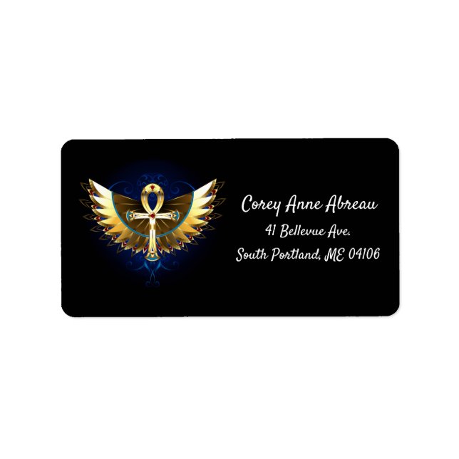 Gold Ankh with Wings Label (Front)