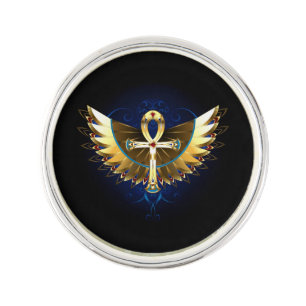 Gold Ankh with Wings Lapel Pin