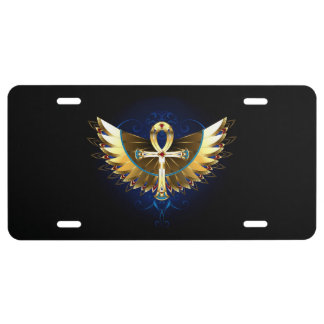 Gold Ankh with Wings License Plate