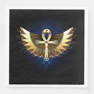 Gold Ankh with Wings Paper Dinner Napkins