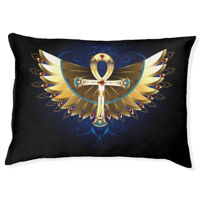 Gold Ankh with Wings Pet Bed (Front)