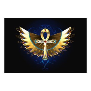 Gold Ankh with Wings Photo Print