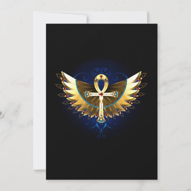 Gold Ankh with Wings Save The Date (Front)
