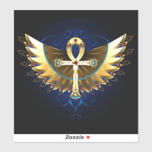 Gold Ankh with Wings Sticker