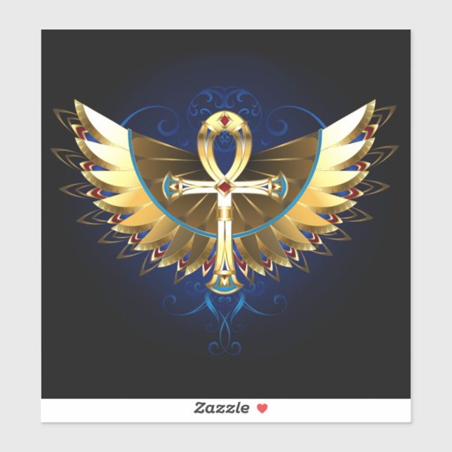 Gold Ankh with Wings Sticker (Sheet)