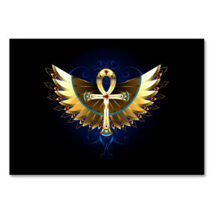 Gold Ankh with Wings Table Number