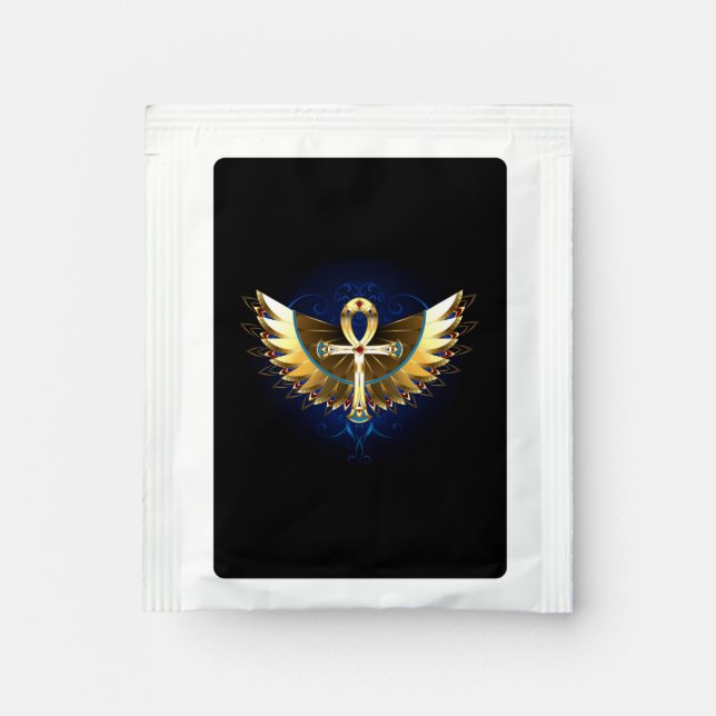 Gold Ankh with Wings Tea Bag Drink Mix (Front)