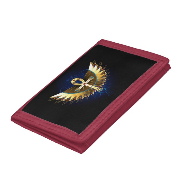 Gold Ankh with Wings Trifold Wallet (Bottom)
