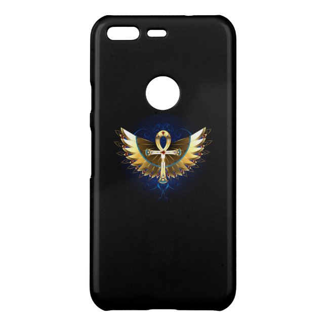 Gold Ankh with Wings Uncommon Google Pixel Case (Back)