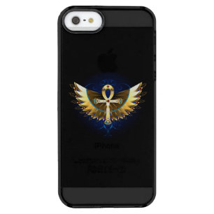 Gold Ankh with Wings Clear iPhone SE/5/5s Case