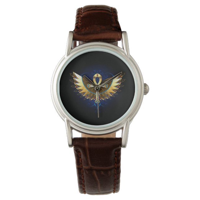 Gold Ankh with Wings Watch (Front)