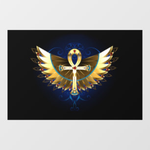 Gold Ankh with Wings Window Cling