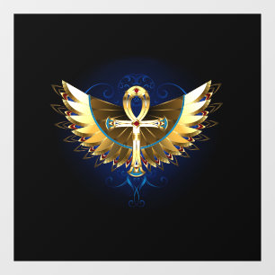 Gold Ankh with Wings Window Cling