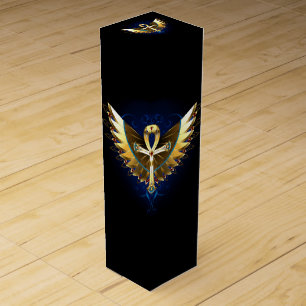 Gold Ankh with Wings Wine Box
