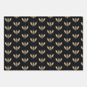 Gold Ankh with Wings Wrapping Paper Sheets
