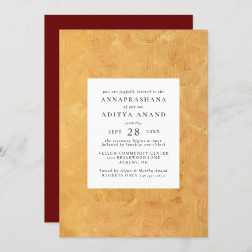 Gold Annaprashana First Rice Ceremony Invitation