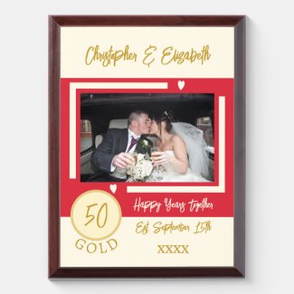 Gold Anniversary 50 years photo names red